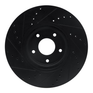 Nissan Sentra Brake Rotor (1) - Front Right - R1 Concepts - R1 Drilled & Slotted - Black - `07-`17